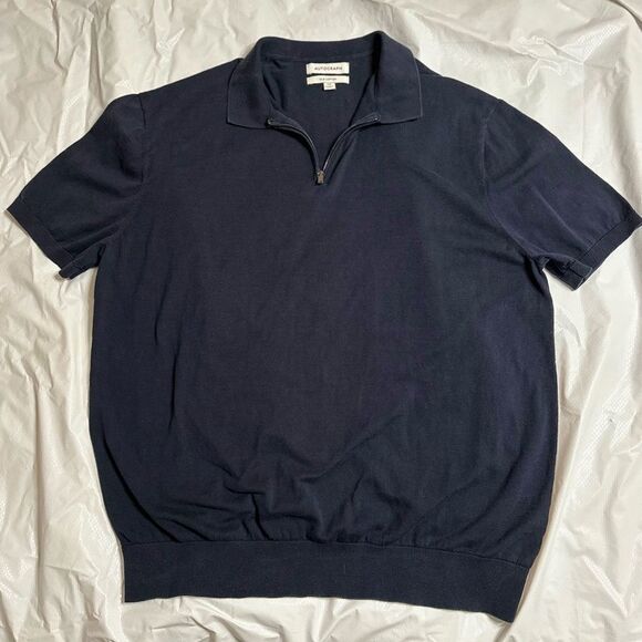 Autograph by Marks and Spencer Navy Blue Silk and Cotton Polo Shirt size XL - Picture 1 of 9